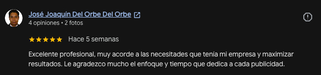 Reseña en Google, José Joaquín Del Orbe (original en español)
